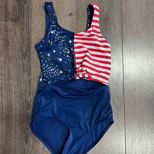 GIRLS SWIM Size 8 JUSTICE Americana Cut Out One Piece. Good Condition